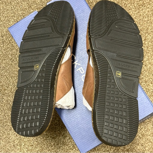 NEW Rockport Jaya Leather Slides Dark Brown 200 11.5M